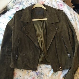 Blank NYC Olive Suede Moto Jacket